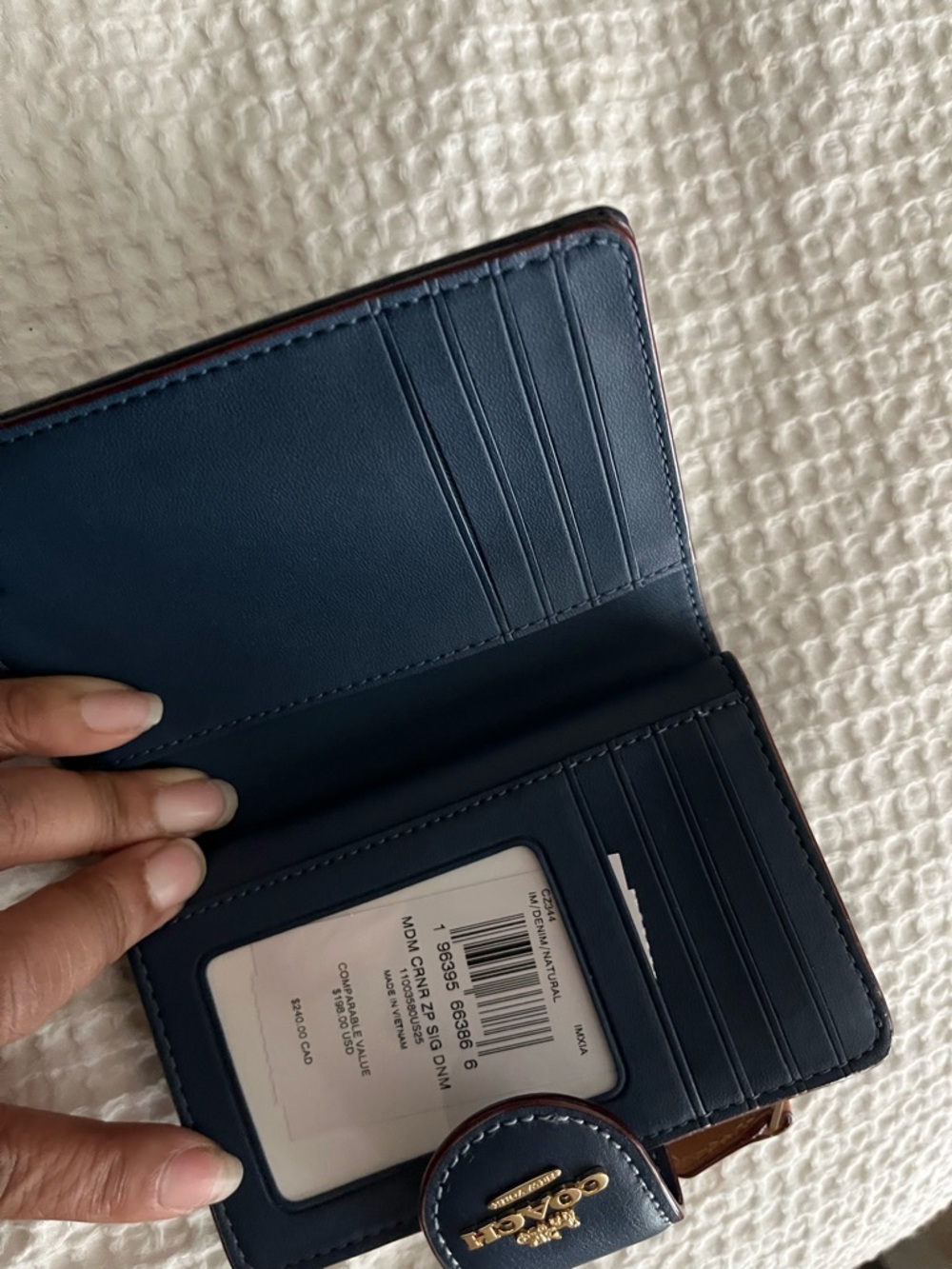 Coach Navy Signature Canvas Card & Key Holder - Picture 3 of 4